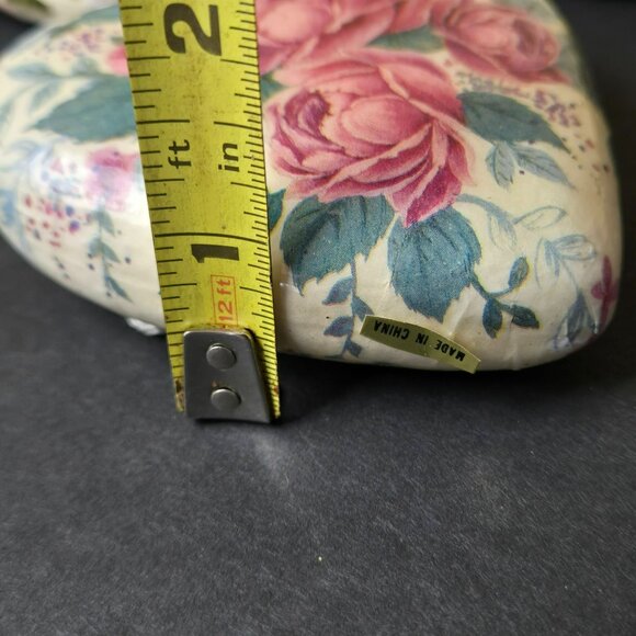 Set 12 Floral Heart Christmas Ornaments Pink Roses Vintage Style Romantic Decor - Picture 8 of 9